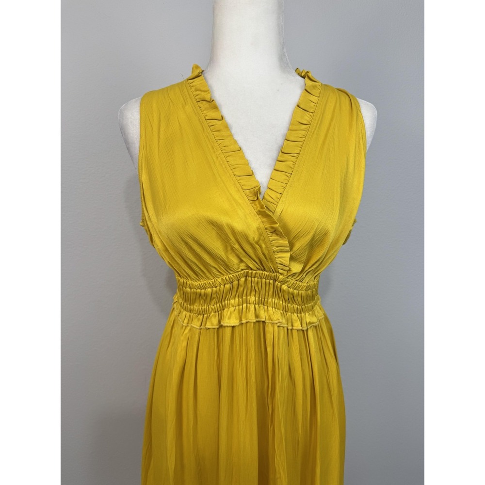 Maeve Anthropologie La Habana Dress Women's Small Yellow Ruffle Midi Sundress - Picture 4 of 16